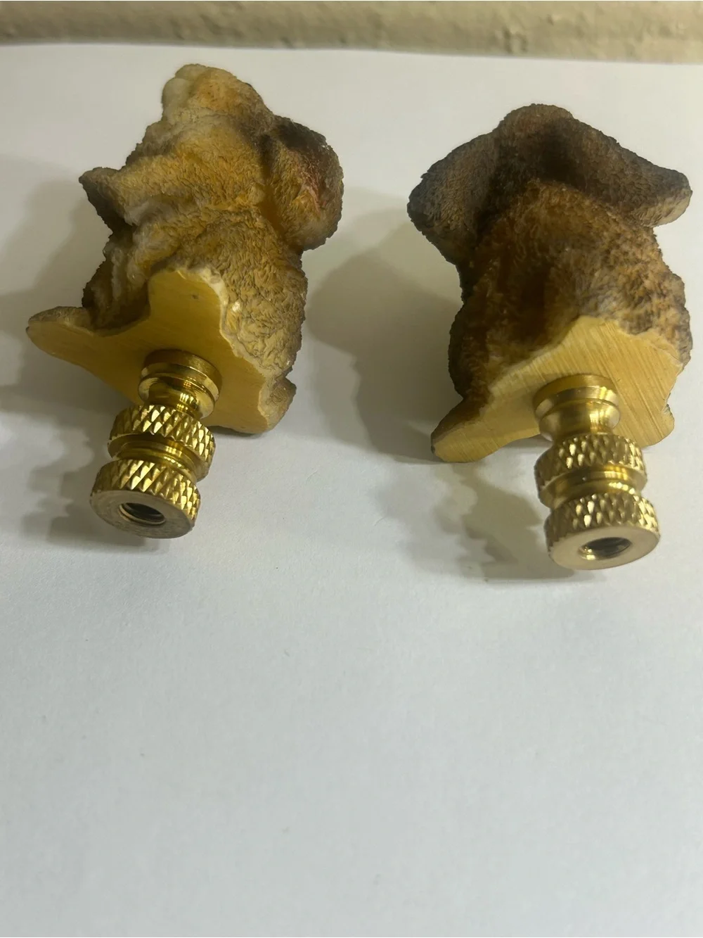 Brown Rabbit Lamp Finials Set of 2 - Decorative Small For secure lampshade